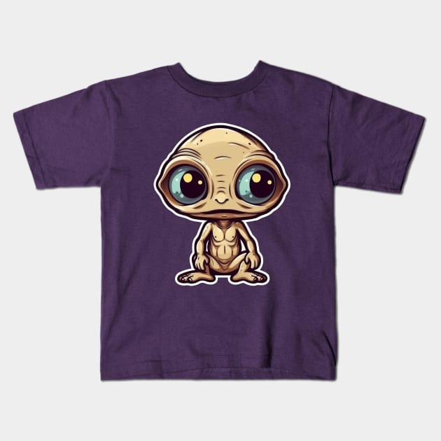 Cool Alien with a Hooded Pullover design #14 Kids T-Shirt by Farbrausch Art